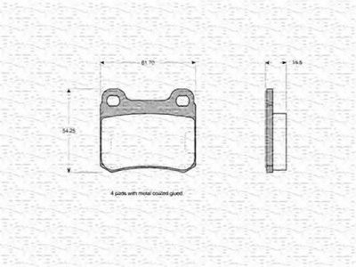 MAGNETI MARELLI 363702160046 -  Комплект тормозных колодок, дисковый тормоз